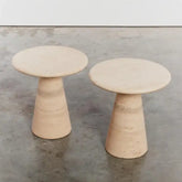 Wholesale Price Living Room Furniture Pair of Mangiarotti style travertine side tables Coffee Tables